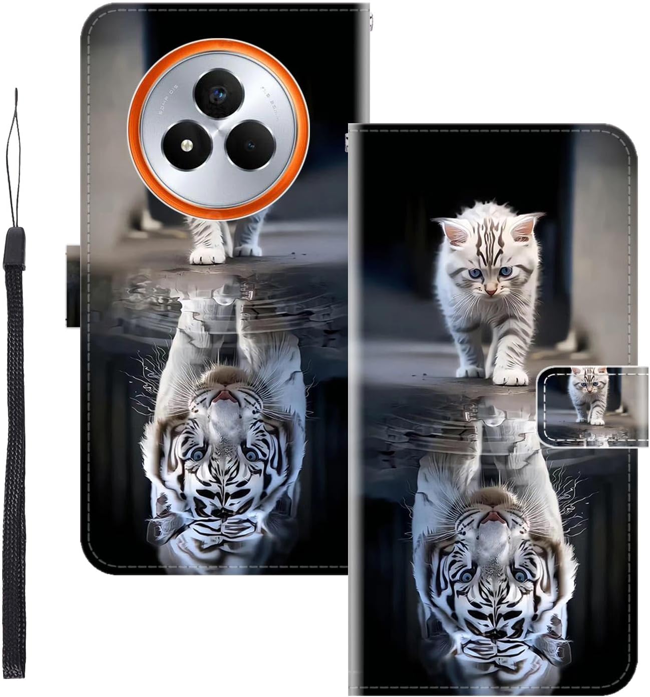 for REALME NARZO 80 PRO 5G Case Wallet,Flip Phone Case Wallet Cover Animal Pattern Cute Design with Card Slot Holder Kickstand Magnetic Closure Leather Tiger Cat
