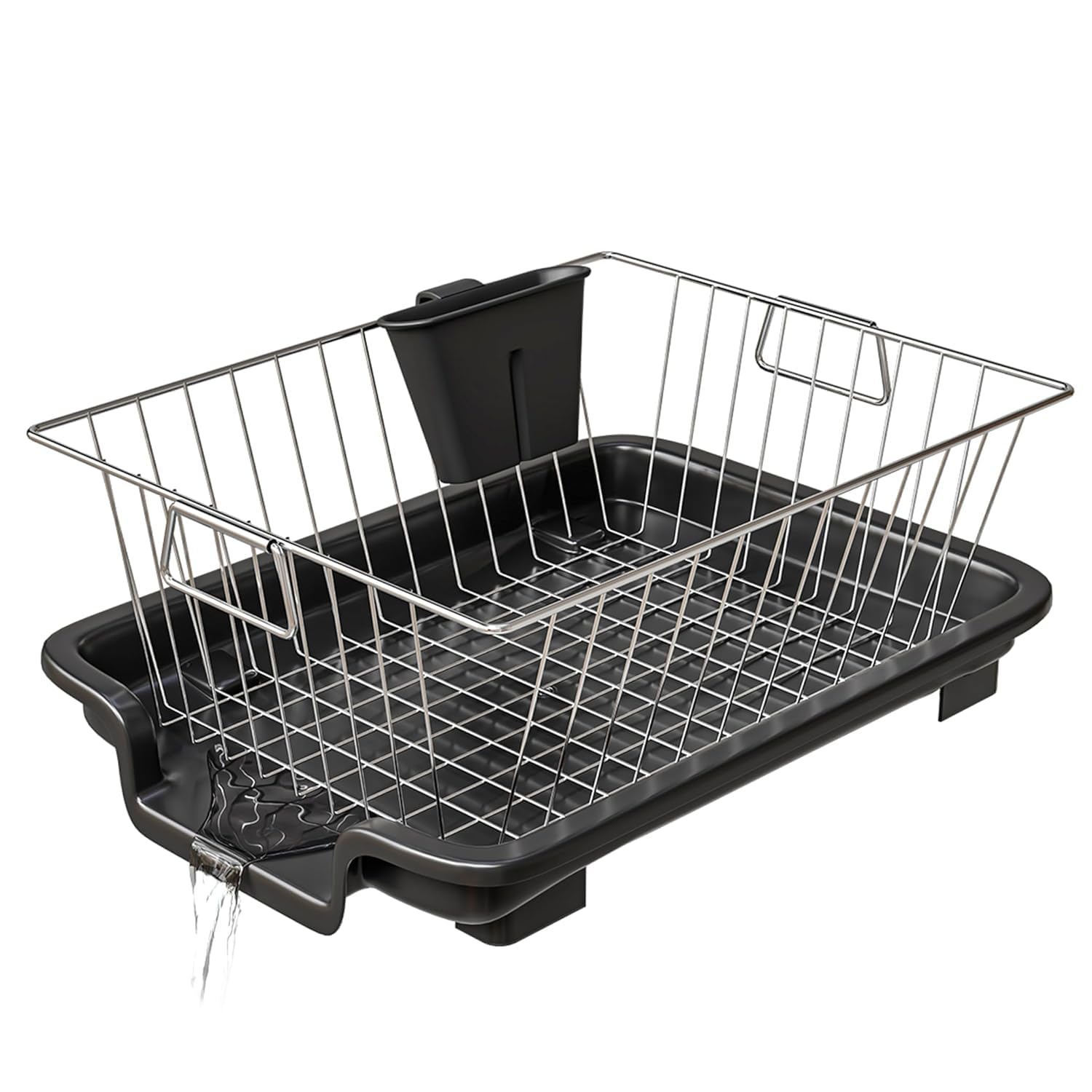 JD FRESH Dish Drying Rack with Drainer Tray for Kitchen/Utensil Stand with Auto Drain Spout/Portable or Stainless-Steel Vessel Drainer Basket for Kitchen