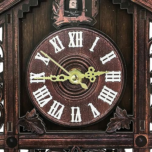 Miniatura 4 de GUANGMING - Reloj de cuco antiguo de la selva negra, reloj de pared con números romanos, reloj de cuco de madera hecho a mano para decoración de