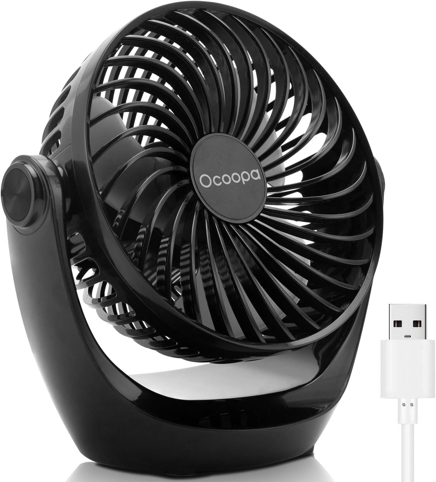 OCOOPA USB Desk Table Fan with Strong Airflow & Quiet Operation, Portable Cooling Fan Speed Adjustable 360°Rotatable Head for Home Office Bedroom Table and Desktop