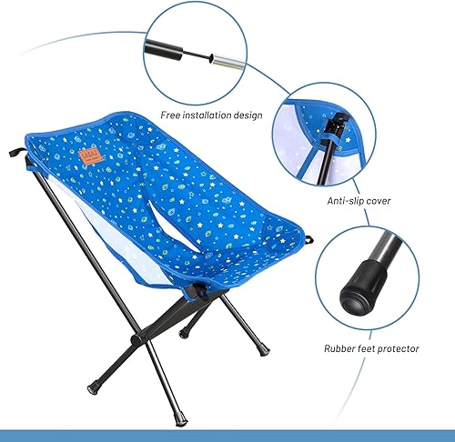 Miniatura 5 de Silla ligera Protable para jóvenes, tamaño plegable compacto de 12.6 x 4.3 pulgadas, solo pesa 1.6 libras, tela Oxford 600D, marco de aleación de