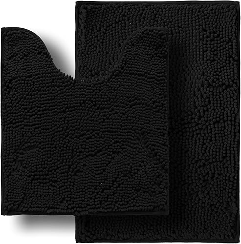 Miniatura 17 de Juegos de Alfombras de Baño de 2 Piezas, Tapete de Baño de Chenilla Ultra Suave y Absorbente, Alfombras de Baño Antideslizantes Lavables (20x32