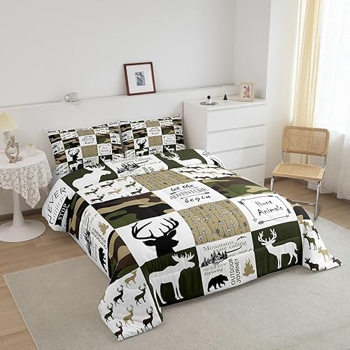 Miniatura 2 de Castle Fairy Juego de edredón de cuadrícula tamaño Queen para niños, adolescentes, niños, decoración del hogar, ropa de cama de camuflaje de ciervos