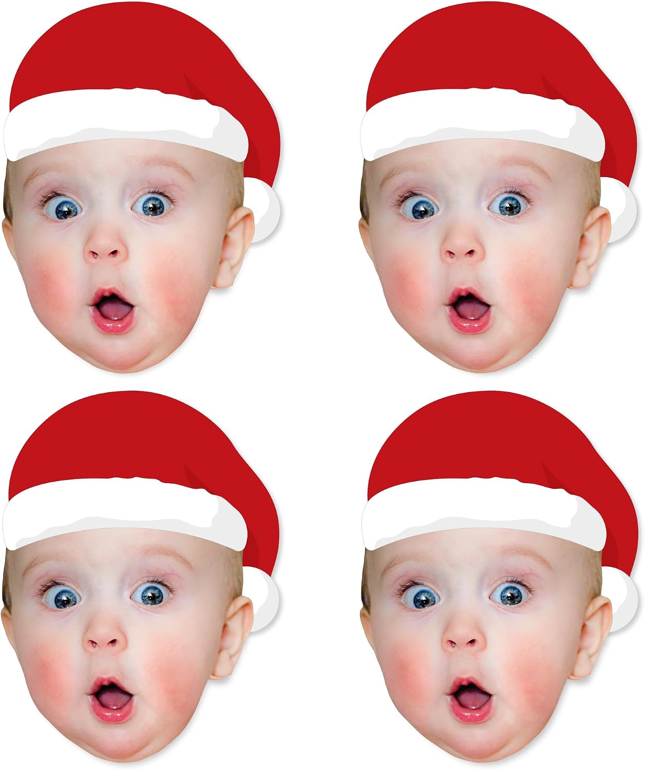 Big Dot of Happiness Custom Photo Jolly Santa Claus - Christmas Party DIY Shaped Fun Face Cut-Outs - 24 Count