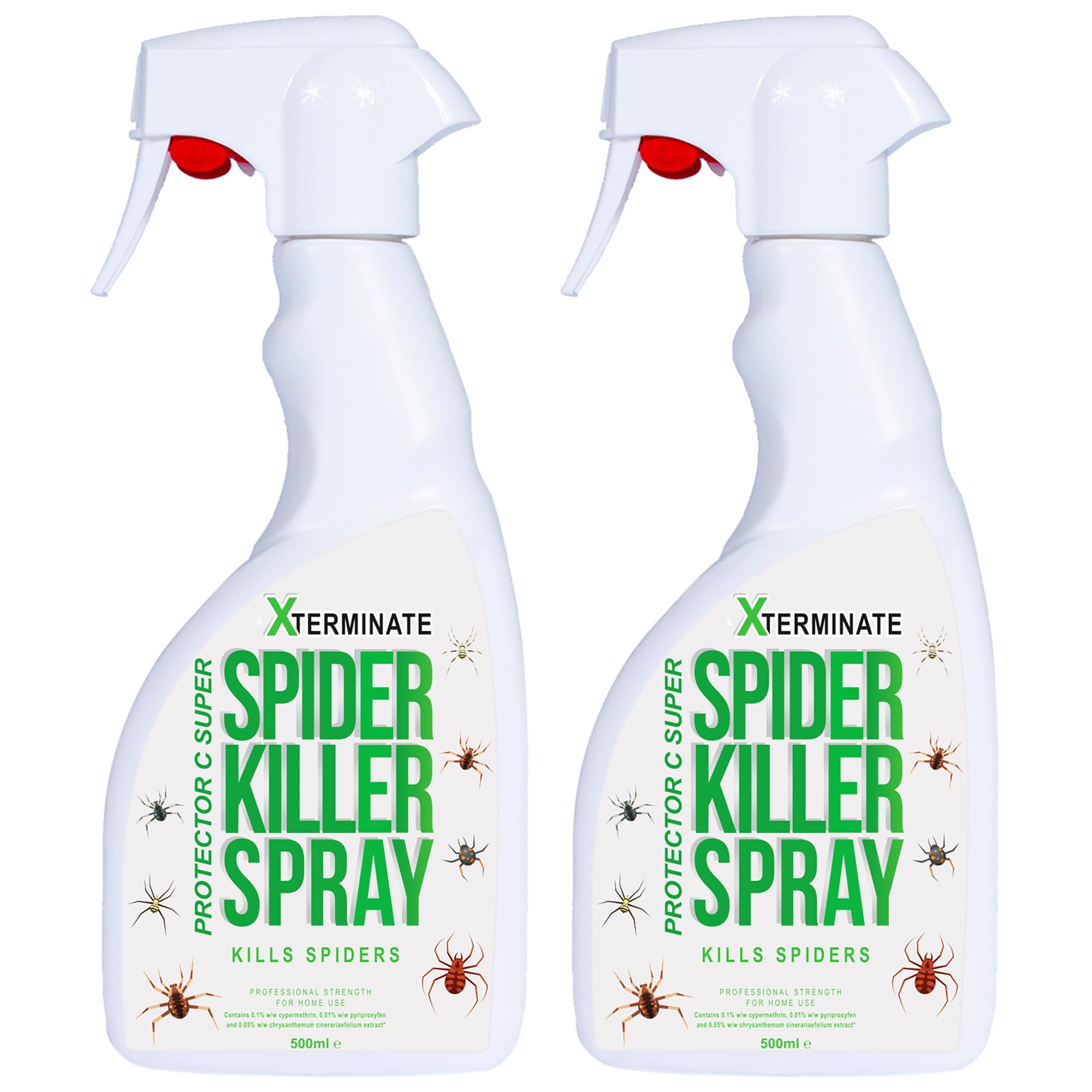 XterminateSpider Killer Spray 2 x 500ml - Repellent for Indoor & Outdoor Use - HSE Approved, Pet & Child Safe, Kills All Types of Household Spiders - Non-Staining & Low Odour - 12 Week Protection