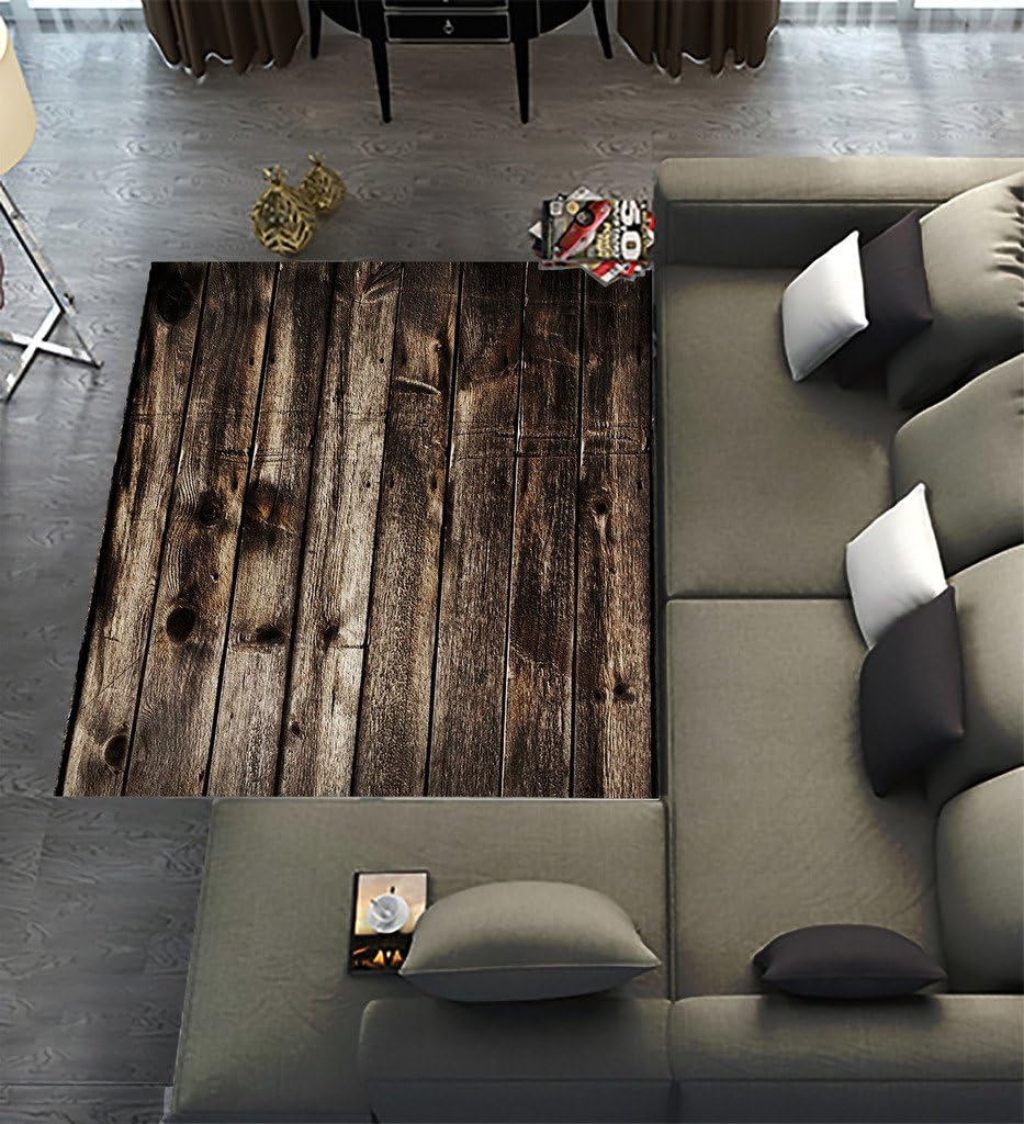 Floor Rugs Mat,Custom Rustic Old Barn Wood Area Rugs Carpet Modern Carpet for Home Dining Room Playroom Living Room Decoration Size 7'x5'
