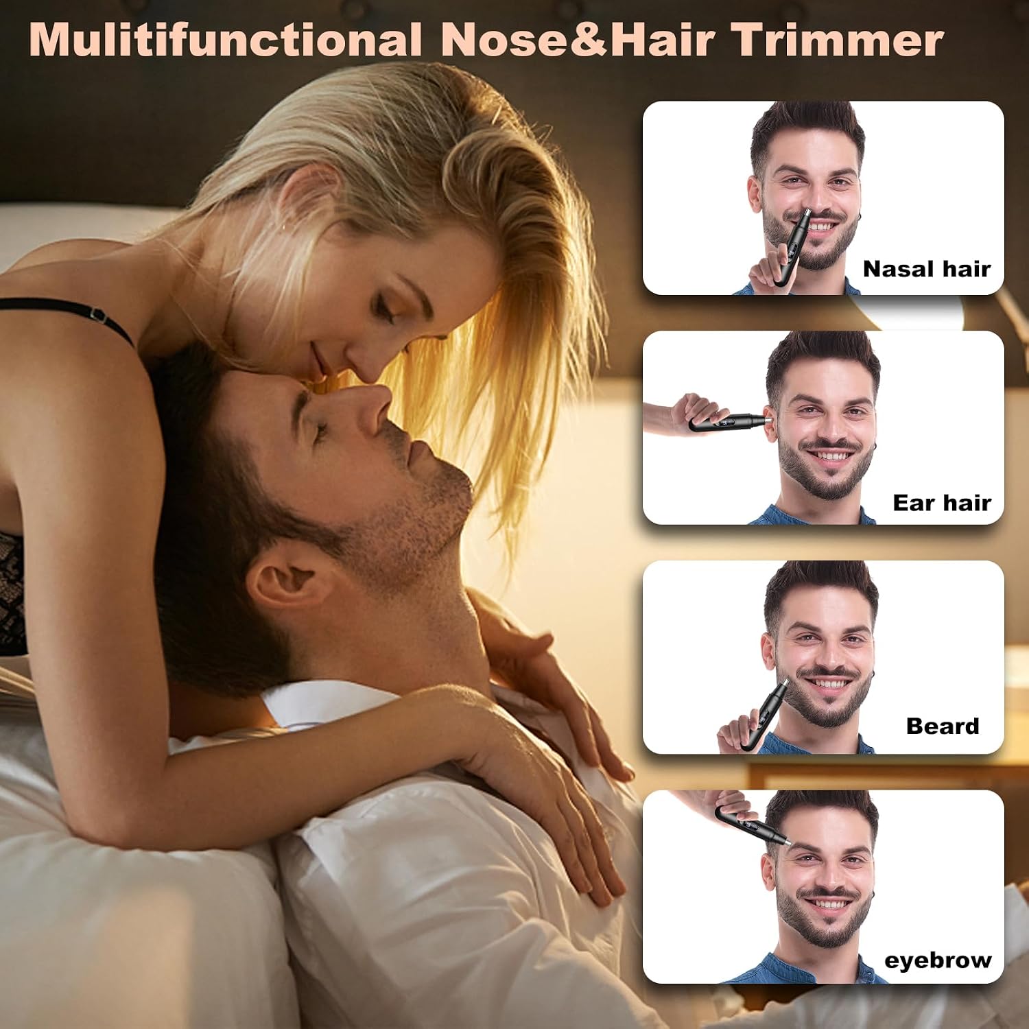 Ear and Nose Hair Trimmer for Men Women,14,000 RPM Motor with LED Display, Rechargeable Ear Hair Trimmer with Dual Edge Blades
