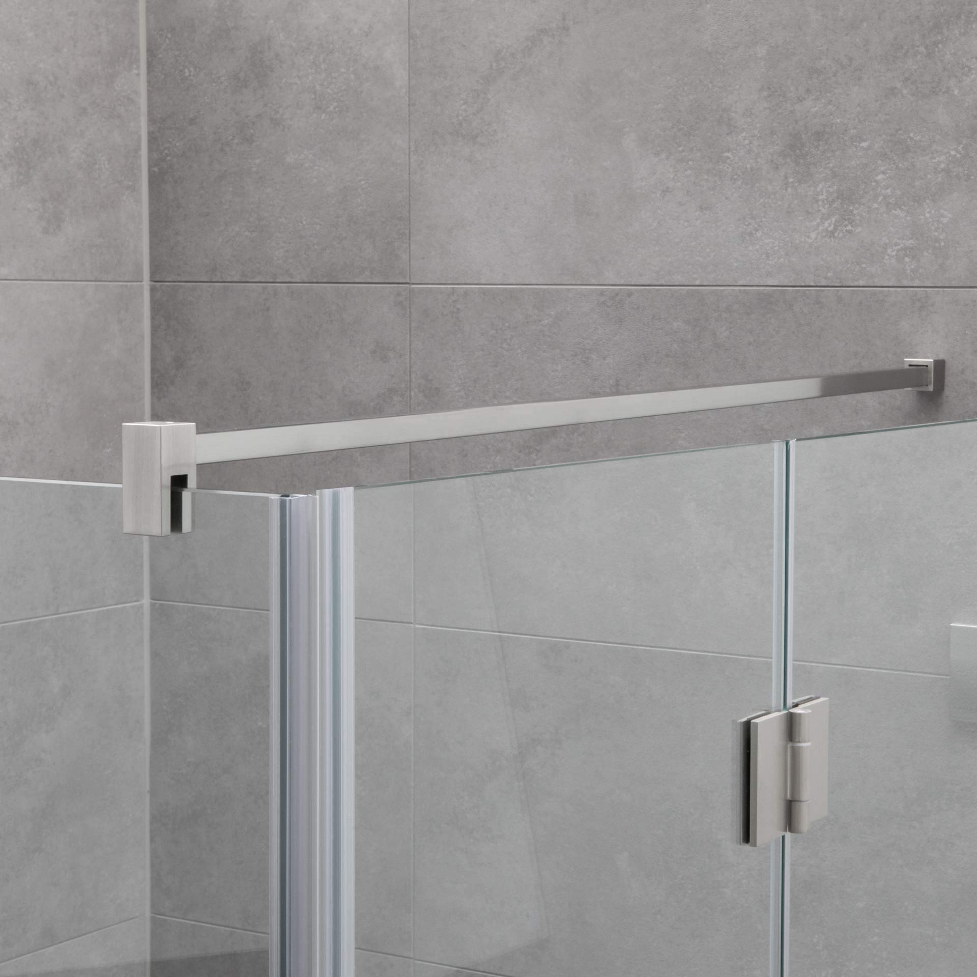 Stabilisierungsstange für Duschen, Stabilisator Duschwand, Stabilisationsstange Glas-Wand (100cm, Edelstahl Eckig)