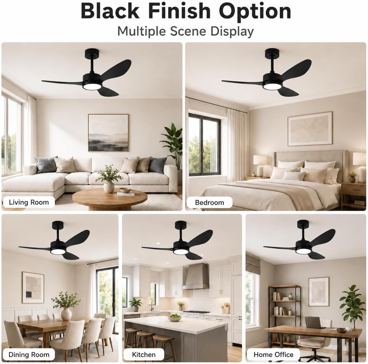 Modern Quiet Ceiling Fan with Light Low Profile Ceiling Fan Light 6-Speeds Ceiling Fan with Remote Control, 3 ABS Blades for Bedroom Living Room Dining Room