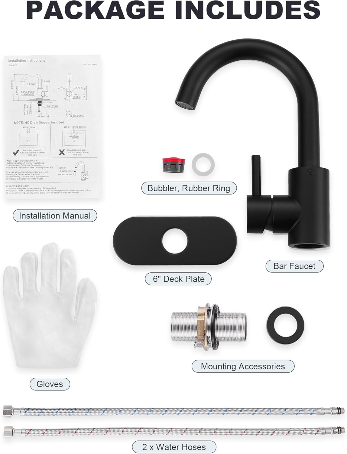 Modern Bar Sink Faucet, Single Handle Bathroom Kitchen Sink Faucet, 1 Hole Wet Bar Sink Faucet with 360°Swivel Spout for bar RV Laundry Farmhouse, Matte Black - Image 7