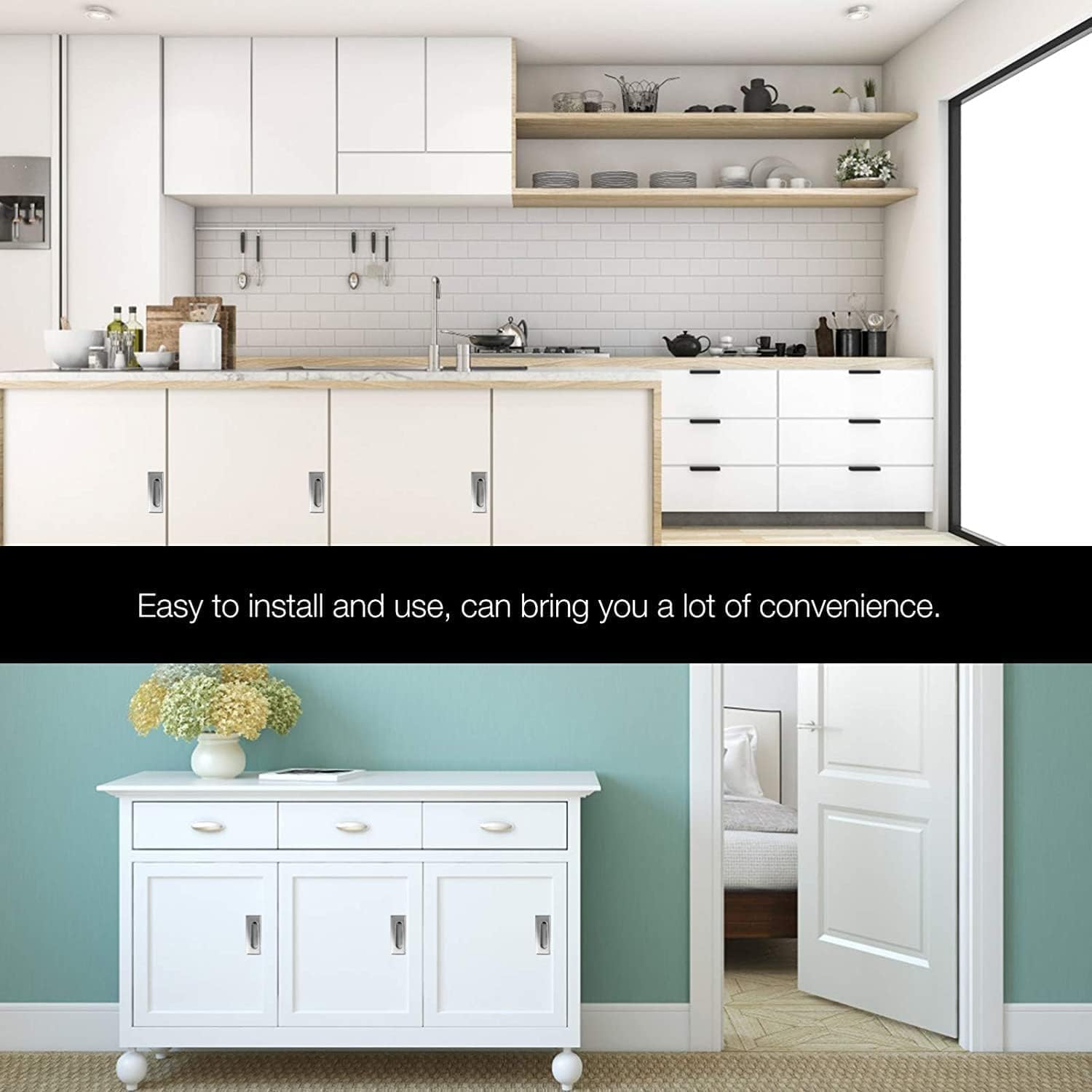 Cabinets Drawers Edge Pulls,Kitchen Door Handles, Concealed Kitchen Cupboard Handles Knobs,Pull Recessed Handle Flush Pull Stainless Steel Rectangular Flush Recessed Sliding Door Pull Handles