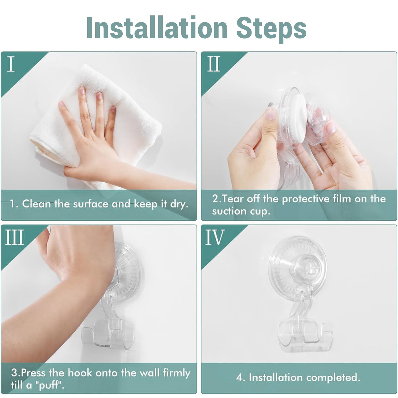 LUXEAR Suction Cup Hooks 2 Pack Powerful Shower Hooks For Bathroom - View #10