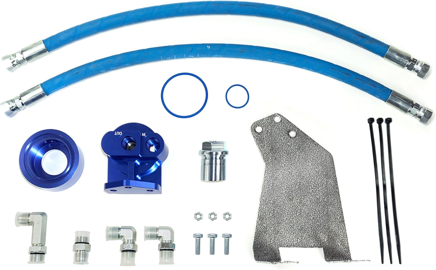 Pacbrake HP10593 Oil Filter Relocation Kit fits 2010-2018 RAM 2500/3500 With 6.7L Cummins Engine (1-16 thread) | Easy Installation | Heavy-Duty Construction | Components Included