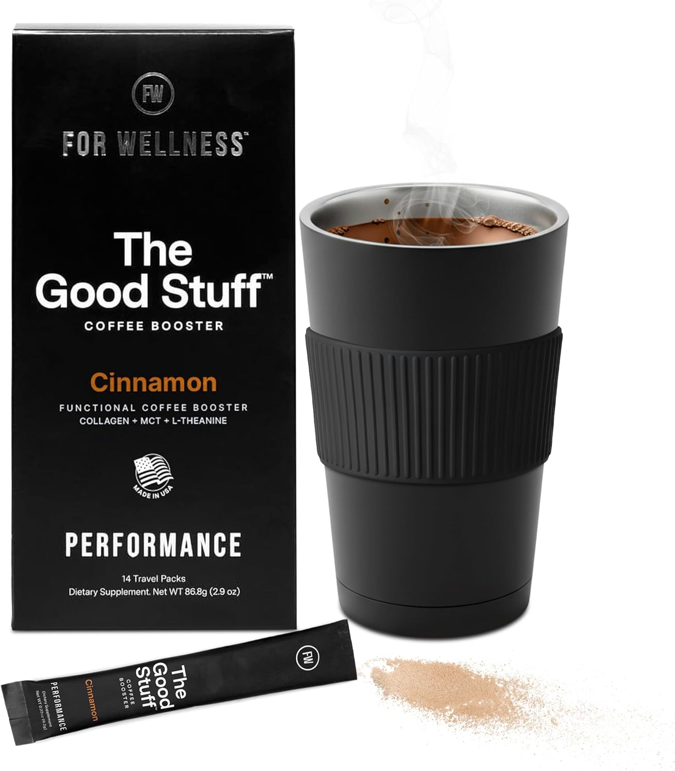 The Good Stuff | Cinnamon Coffee Booster | Healthy Coffee Creamer for Focus & Energy | Keto, Non-Dairy Creamer Powder with MCT Oil, Collagen & L-Theanine | 14 Servings