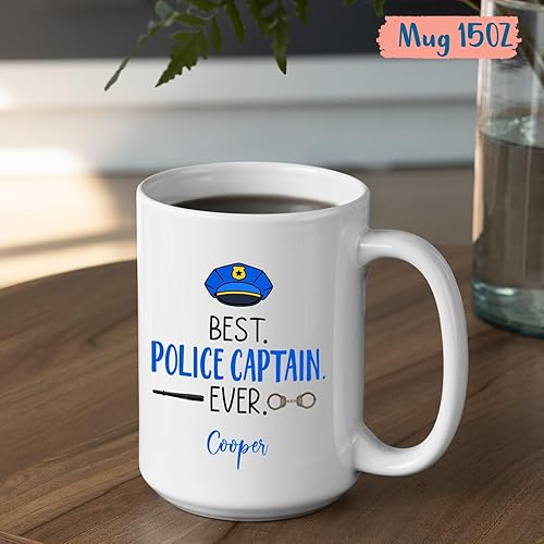 Miniatura 5 de Tazas Best Police Captain Ever, tazas de policía, taza de café personalizada de policía con nombre, regalo de oficial de policía personalizado para