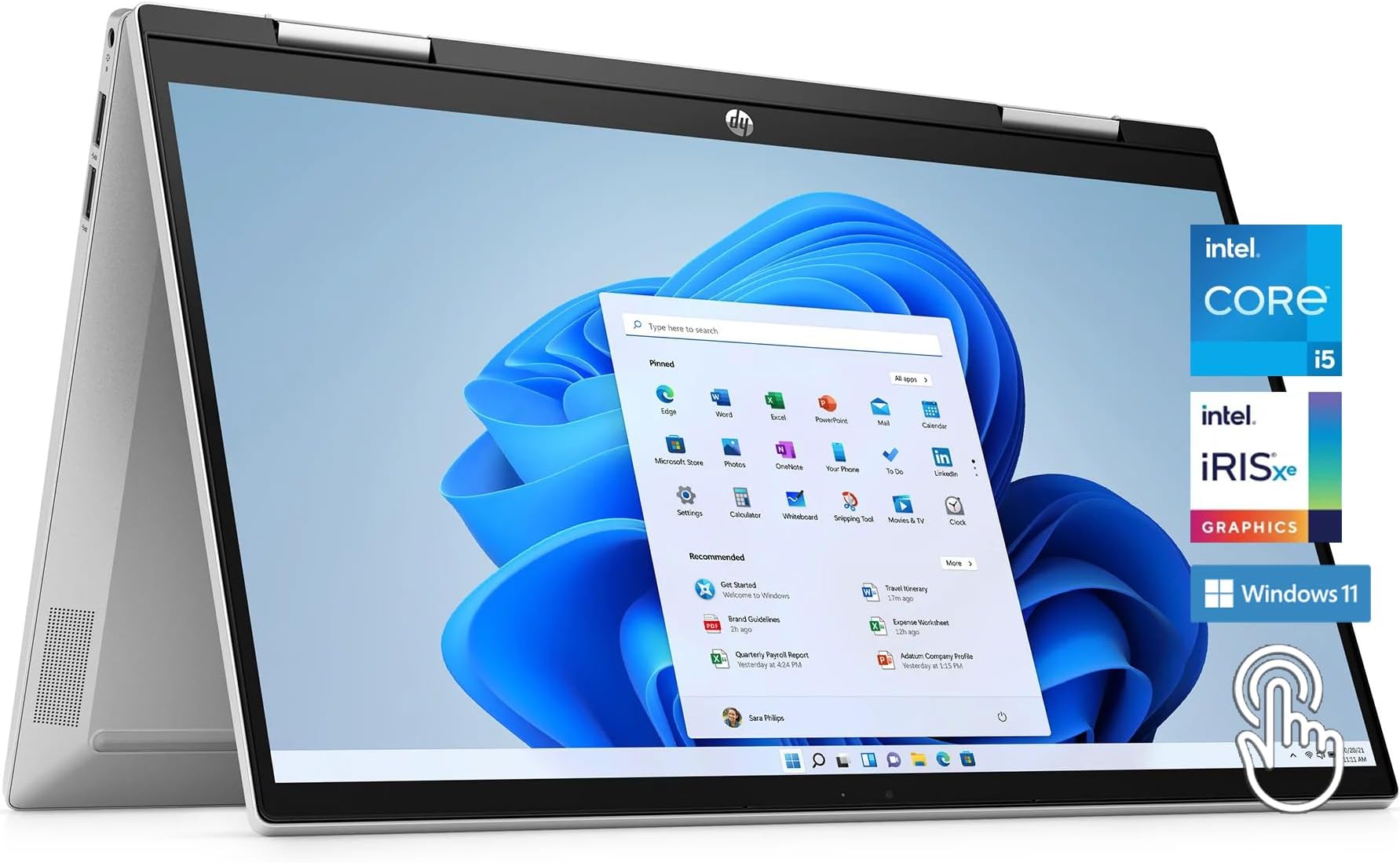 HPPavilion x360 2-in-1 14" Touch-Screen Laptop, 12th Generation Intel Core i5-1235U Processor, Intel Iris Xe Graphics, 8GB RAM, 1TB SSD, Wi-Fi 6 and Bluetooth, Windows 11, Silver, W/GaLiMu