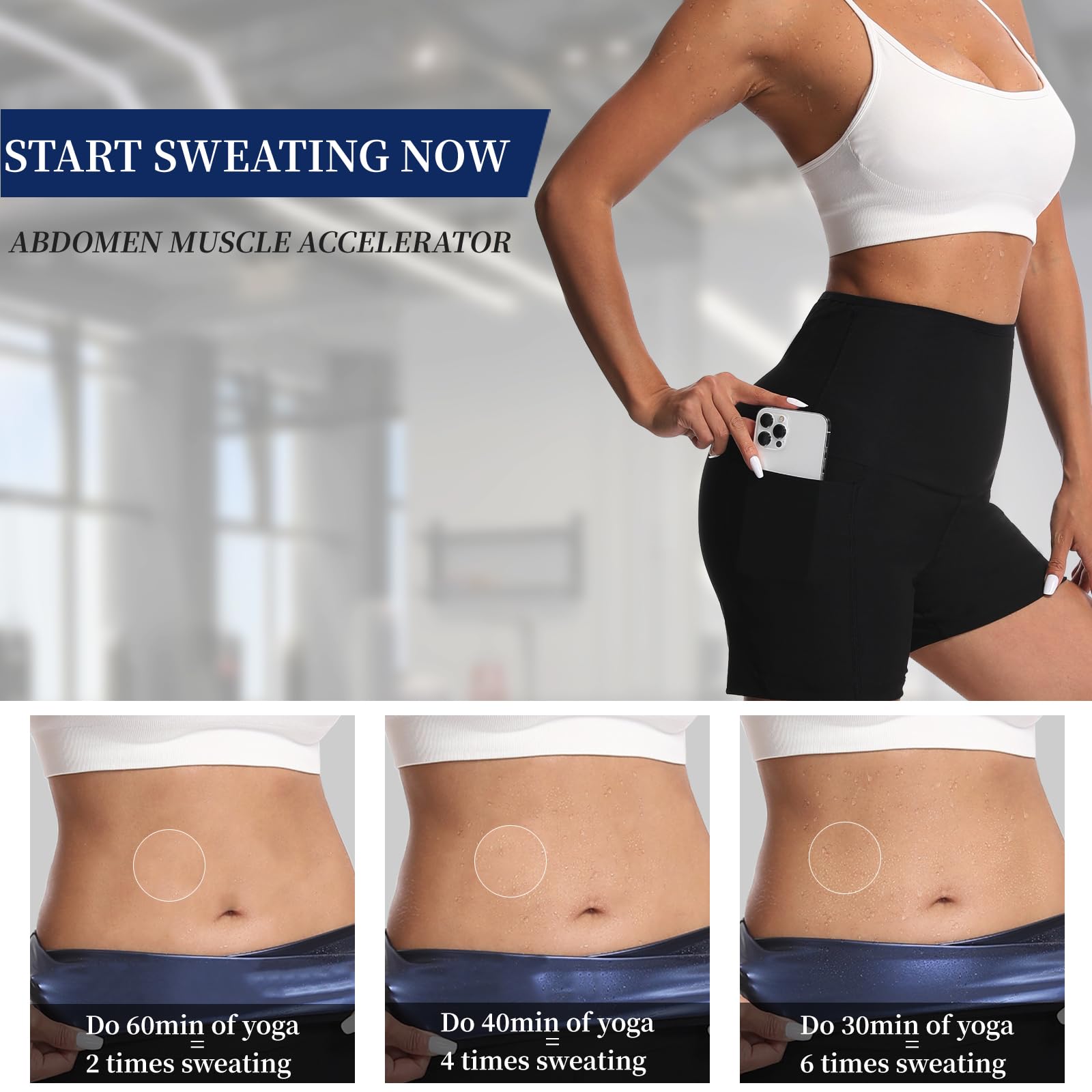 JBT Sauna Sweat Shorts for Women :Effectively Targeting The Abdomen, Buttocks, and Thighs,Effective Sweating (blue, XXL)