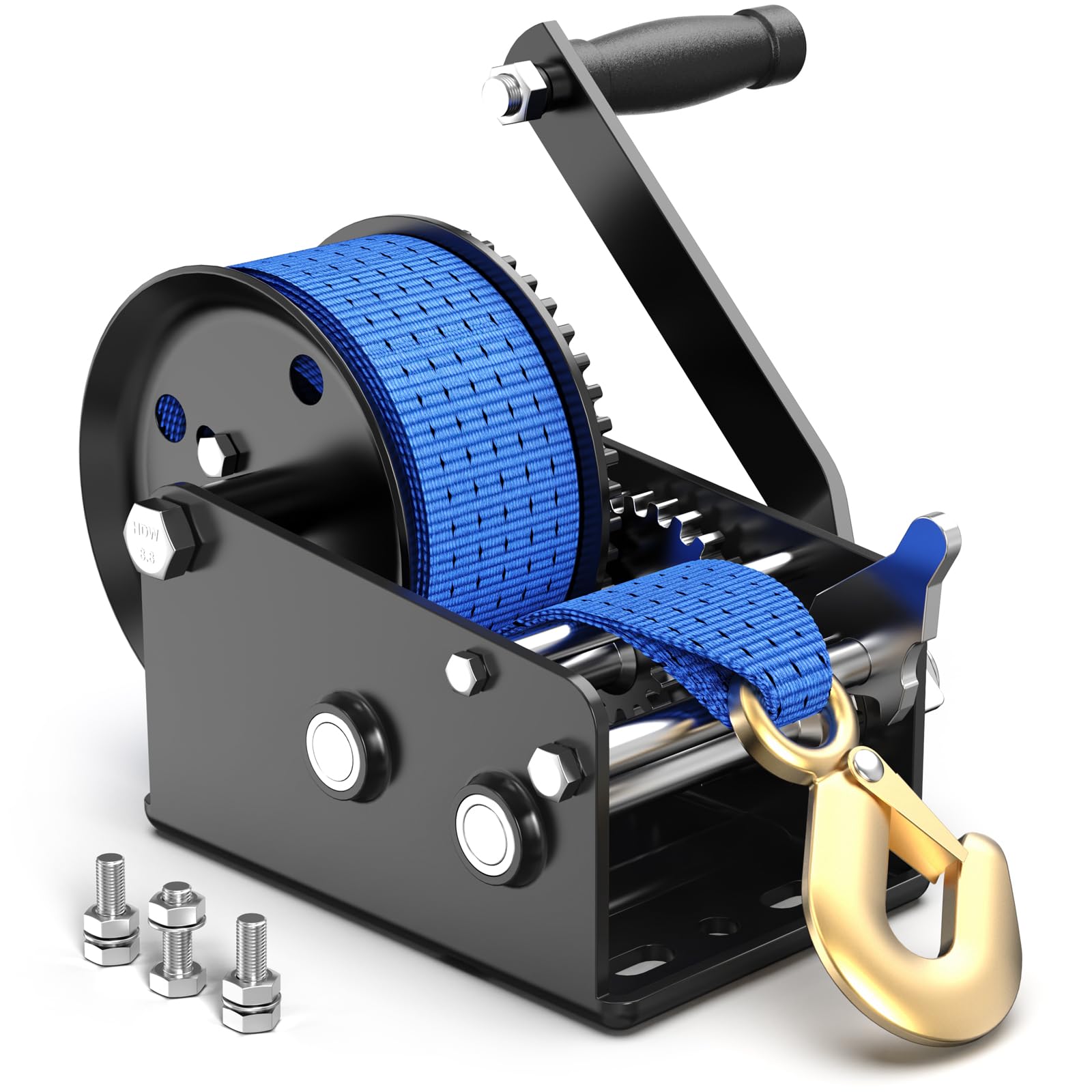 Photo 1 of 3500LBS Boat Trailer Winch, Hand Crank Winch with 33FT Strap & 2-Speed Gear