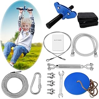 REISIO 98' Zipline Kits for Backyard , Adjustable Zipline Kids for Adult Outdoor Play Playground Entertainment Zip line (B...
