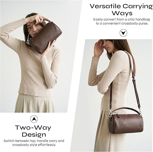 Miniatura 2 de Prite Leather Crossbody Bag for Women Minimalist Cylinder Shoulder Bag with Adjustable Strap Soft Barrel Purse