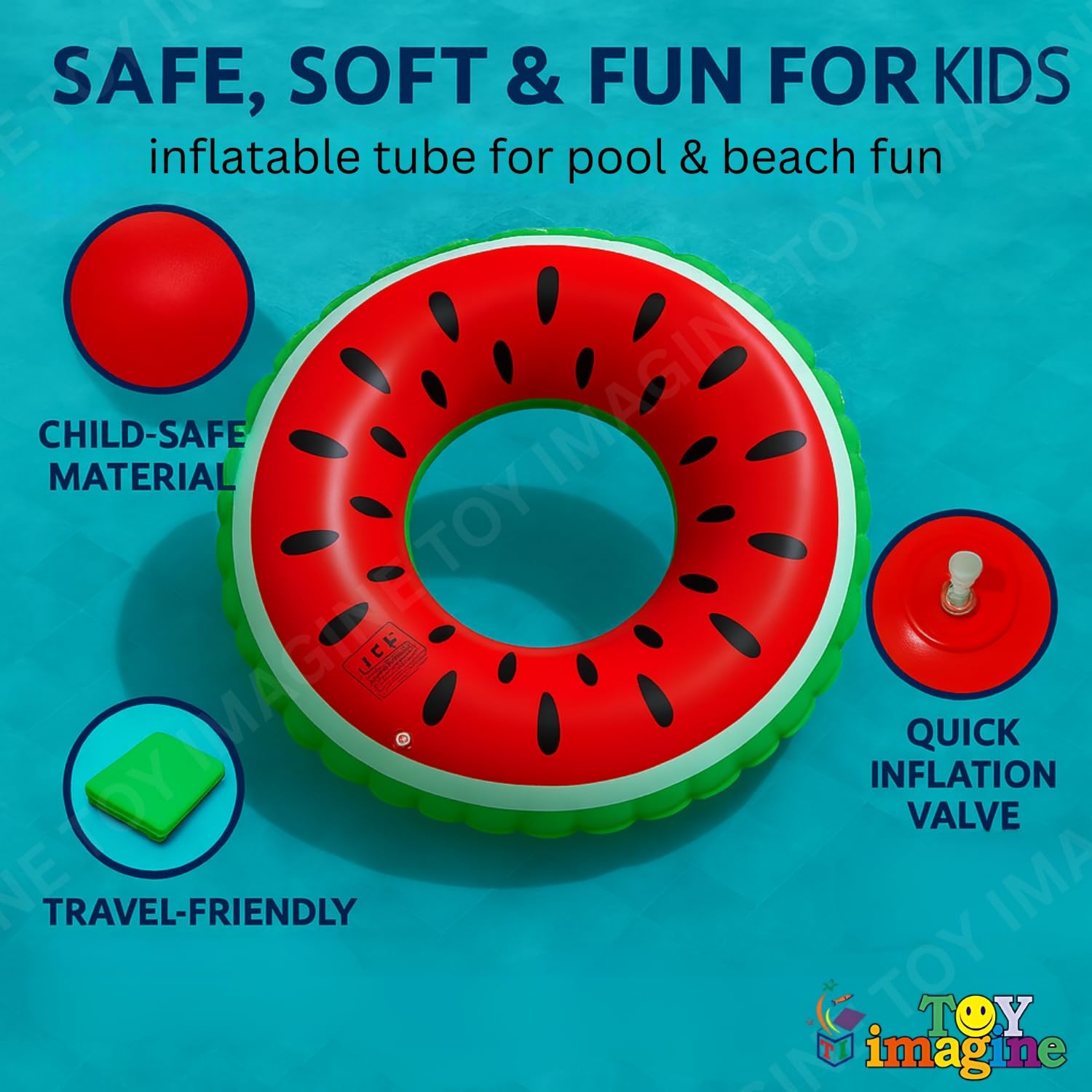 Toy Imagine Watermelon Inflatable Swimming Tube Kids Floating Swim Ring,Baby Tube,Water Toys & Pool Party Accessories for Boys and Girls Summer Fun (60 cm) 2