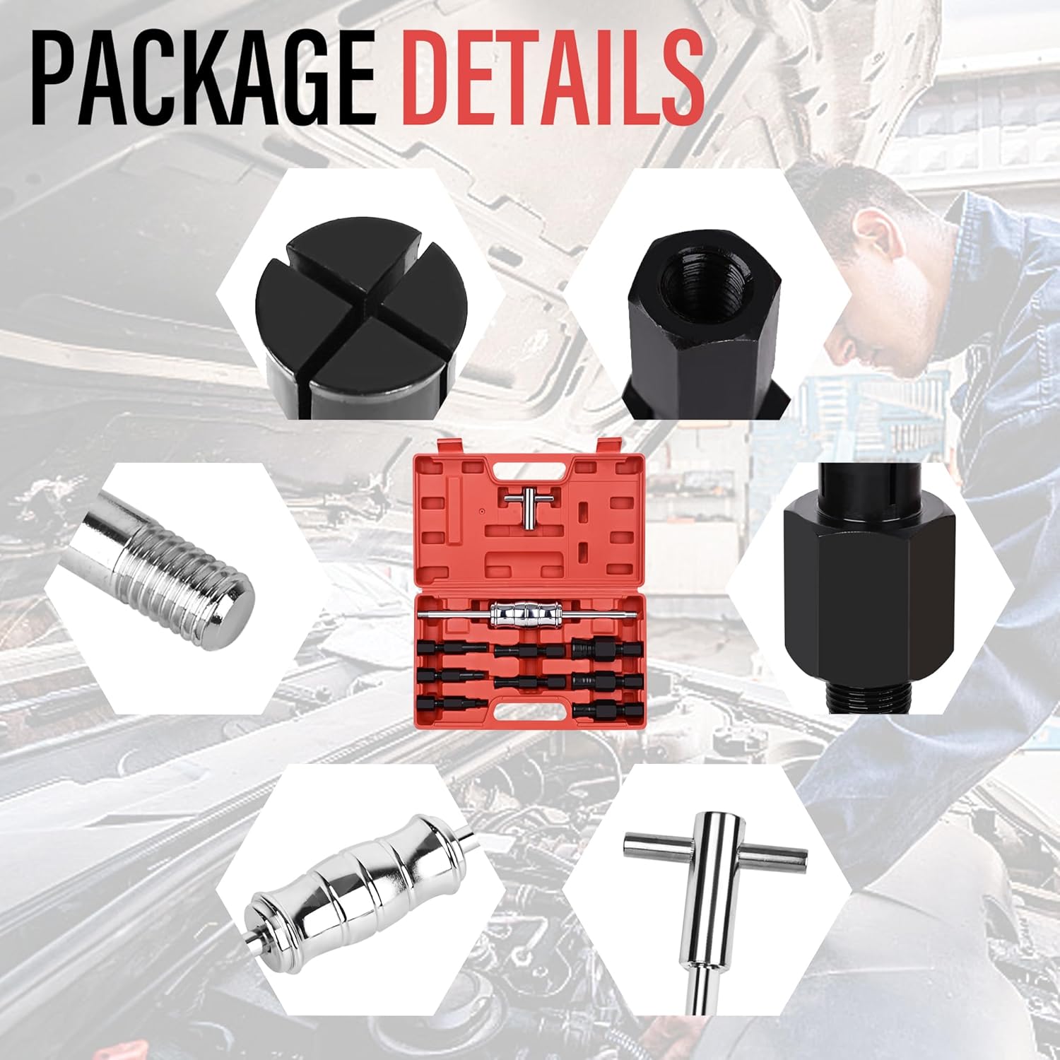 Motorcycle Blind Inner Bearing Puller Tool Kit, 8-32mm Collets Internal Bearing Removal Tool with Slide Hammer, 9 pcs Inner Bearing Extractor Kit