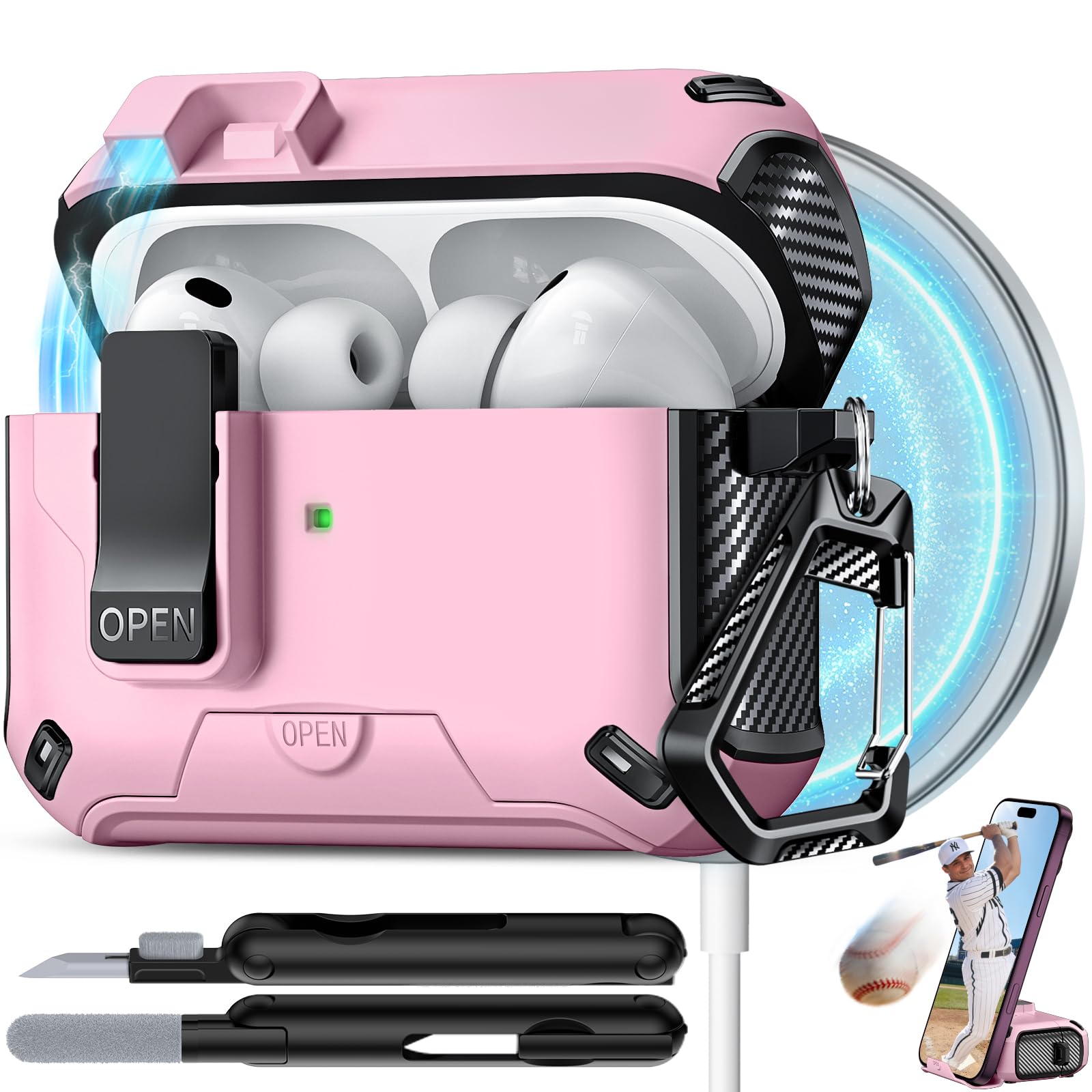 for AirPods Pro 3 Case with Lock (Pink)