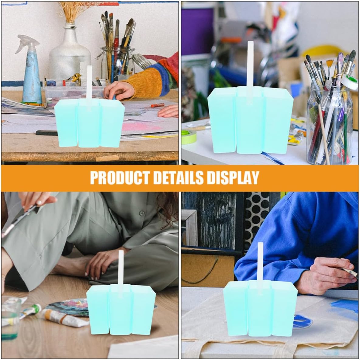 2pcs Paint Brush Cleaner Cup for Artists Portable Plastic Green Holder