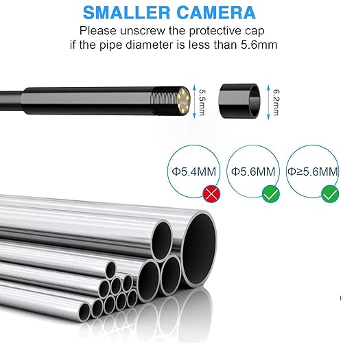 Miniatura 2 de NIDAGE Endoscopio inalámbrico para inspección automotriz, semirrígido, flexible, impermeable, 0.217 in, cámara de boroscopio WiFi compatible con