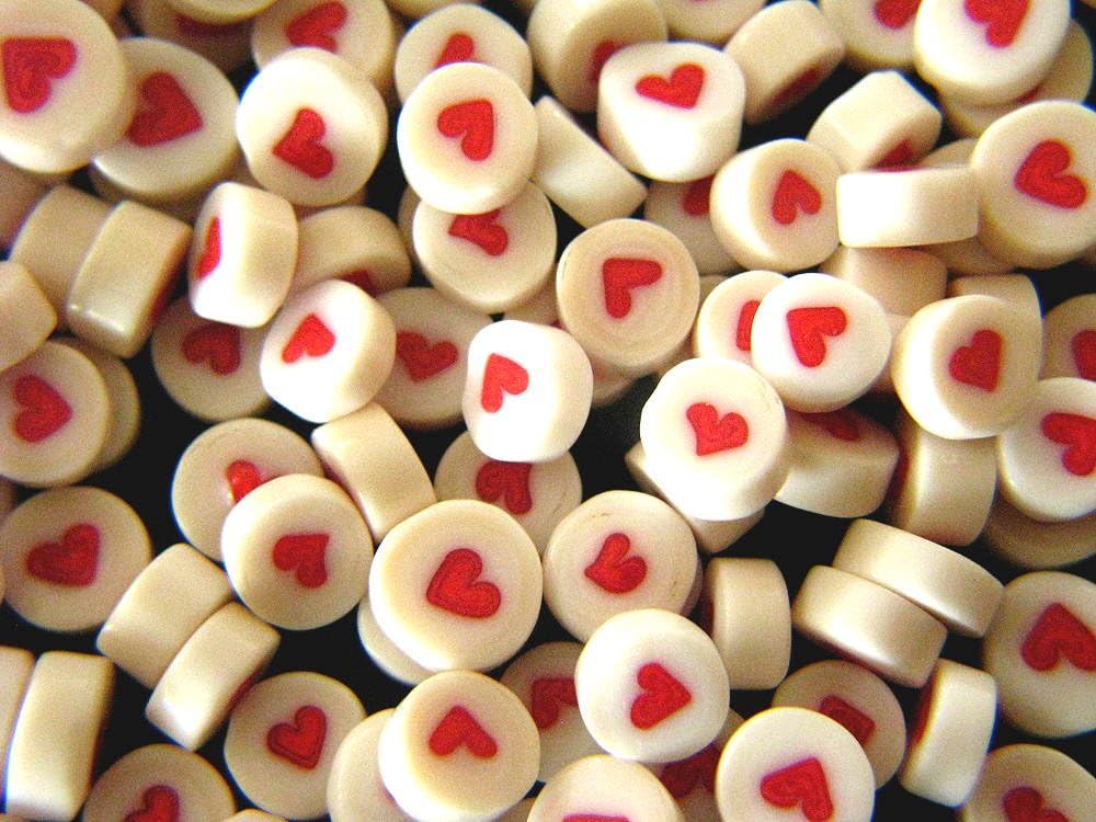 Devardi Glass COE 90 Millefiori Hi-Def Premium Fire-Polished 2oz White Hearts, Fusing, Mosaic