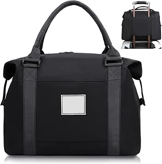 トラベルバッグ ダッフルバッグ 16x15x6 防水 オックスフォード布 トラベル/ジム トートバッグとジッパークロージャー付き 荷物ハンドルに取り付け可能 ブラック