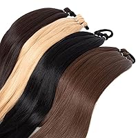 Vista 4 de Extensión de cola de caballo larga trenzada con lazo elástico, extensión de cabello lacio envolvente, extensión de cabello trenzado, extensión