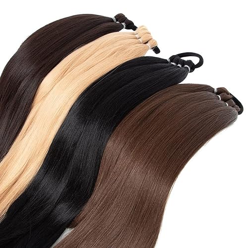 Miniatura 4 de Extensión de cola de caballo larga trenzada con lazo elástico, extensión de cabello lacio envolvente, extensión de cabello trenzado, extensión de