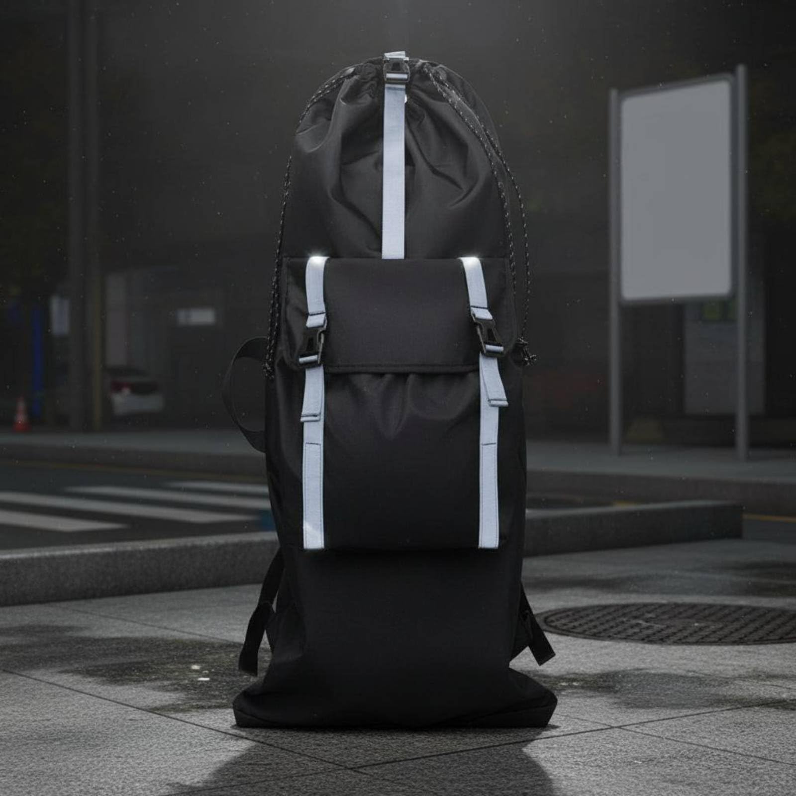 Skateboard Tragetasche Skateboard Tasche Longboard Beutel Rucksack mit Reflektierenden Streifen aus Oxfordgewebe Wasserabweisend mit Außentasche Und