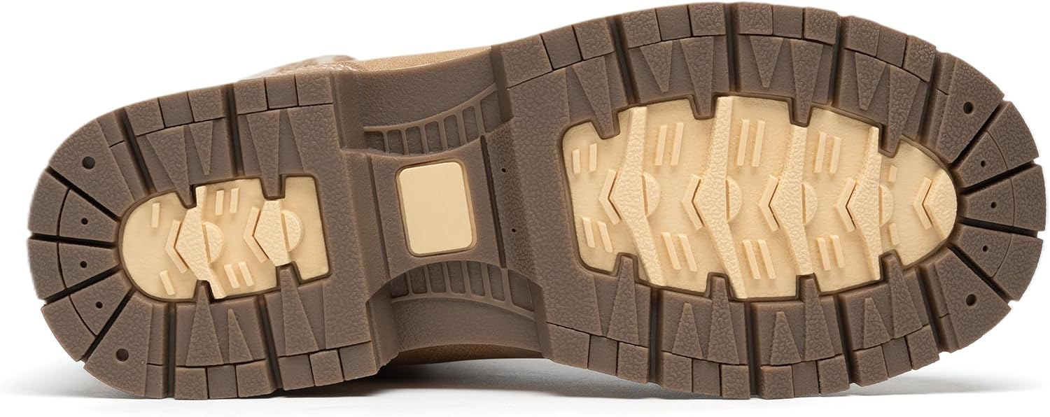 Snow Hiking Winter Boots for Women - Casual Brown Combat Work Boot - Non-slip Fur-Lined Ankle Boots - Fashion Boots Waterproof Leather Shoes - Image 4