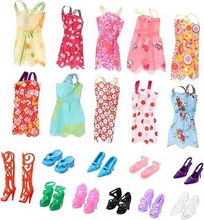 HONMEET 60 Peças Vestido De Boneca Vestidos De Brinquedo Para Bonecas Mini Boneca Sapatos Bonecas Meninas Vestido De Presente De Ano Novo Vestidos De Festa De Boneca Acessórios De Boneca