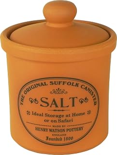 Henry Watson Handcrafted Salt Jar - Authentic UK Terracotta Spice Keeper from Stoke-on-Trent, 3.8x4 Inches