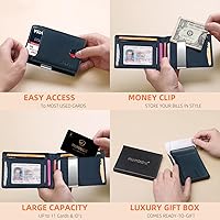 Vista 36 de RUNBOX - Carteras delgadas para hombre, cartera de piel con pinza para el dinero, cartera de bolsillo frontal con bloqueo RFID, tarjetero Negro