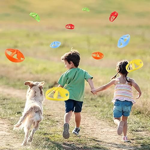 Miniatura 4 de 12 piezas de juguetes para gatos voladores, lanzador de platillos para interiores, juguetes de disco para entrenamiento con hélices coloridas