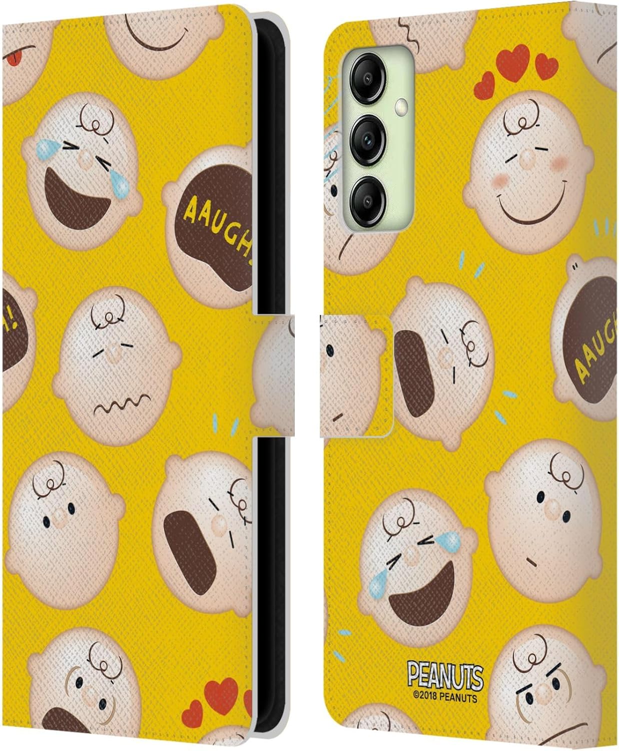 Head Case Designs Officially Licensed Peanuts Charlie Brown Character Patterns Leather Wallet Case Compatible with Samsung Galaxy A14 5G