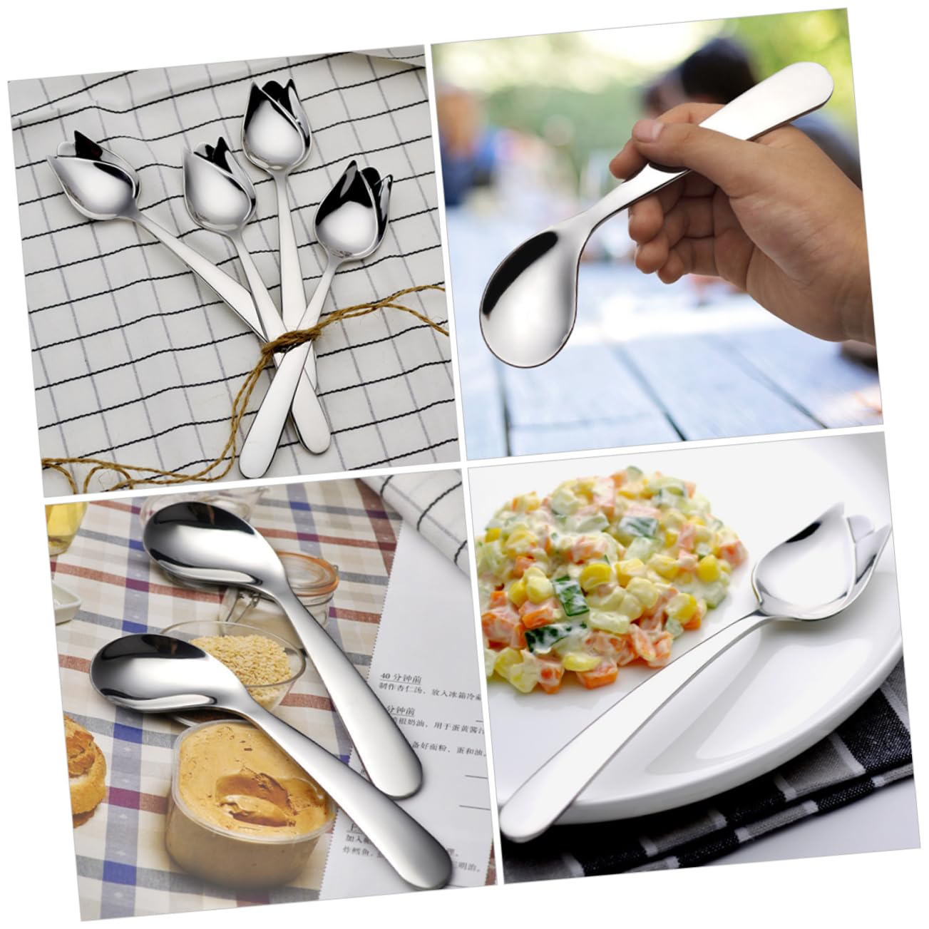 BESTYASH 5 Series Codo Cuchara Tenedor Cubiertos Para Discapacitados Para Adultos Anciano Cucharón Alimentador Forma Pequeño Utensilio Fácil Plata Acero Inoxidable 2 Piezas X 5