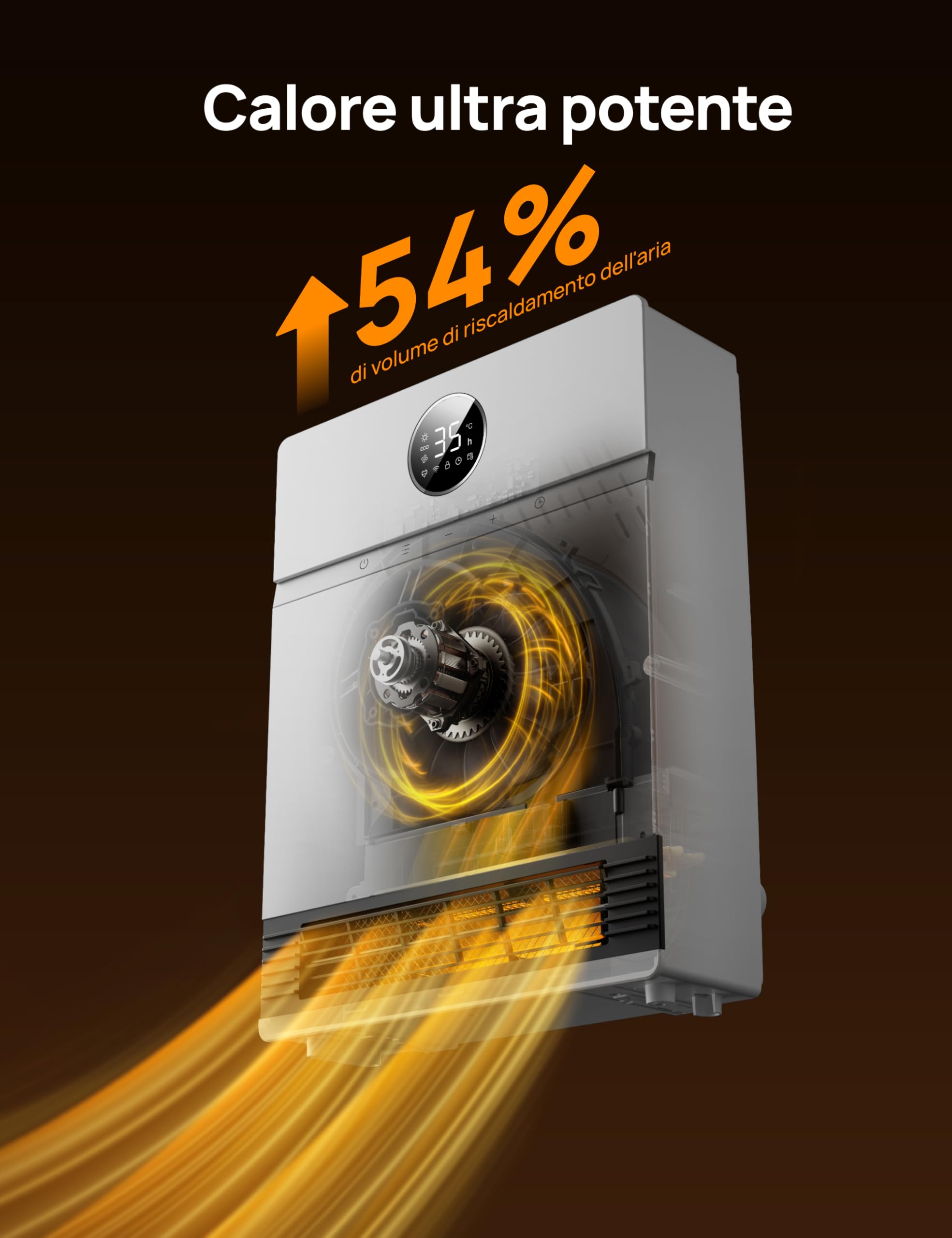 Dreo Intelligente Termoventilatore da Parete, Oscillazione a 30°, 2000W Termoventilatore da Bagno, Termostato Regolabile, Telecomando, 24H Timer, Installazione Interna Semplice, Compatibile con Alexa