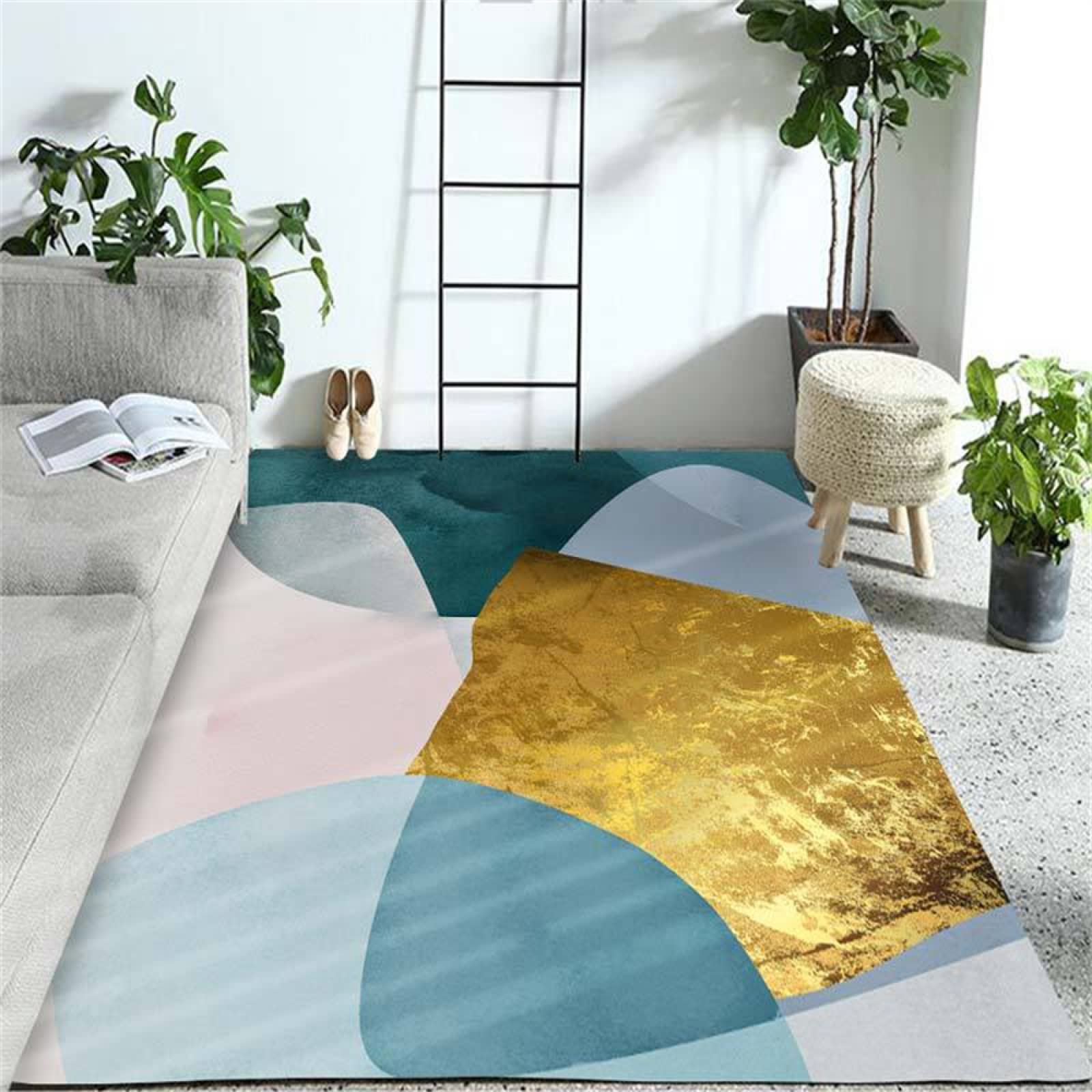 Tapis salon de luxe léger moderne 160x200cm et grand tapis cuisine lavable