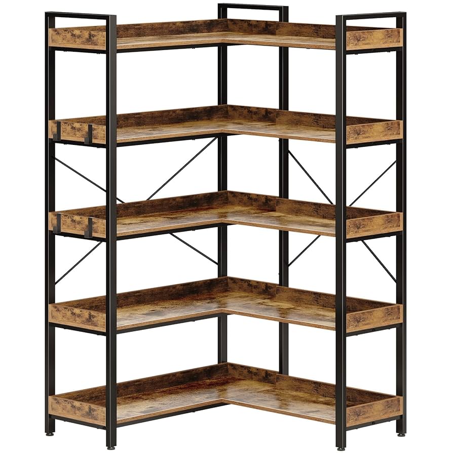 ru-ruru Amazon.com: Rolanstar Bookshelf 5 Tier with 4 Hooks