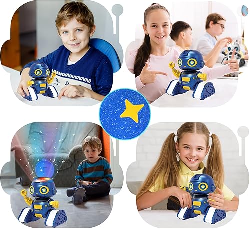 Miniatura 5 de Aikmi Juguetes robot para niños de 5 a 7 años, robot recargable de control remoto con proyector de luz nocturna para niños, sensor de gestos,