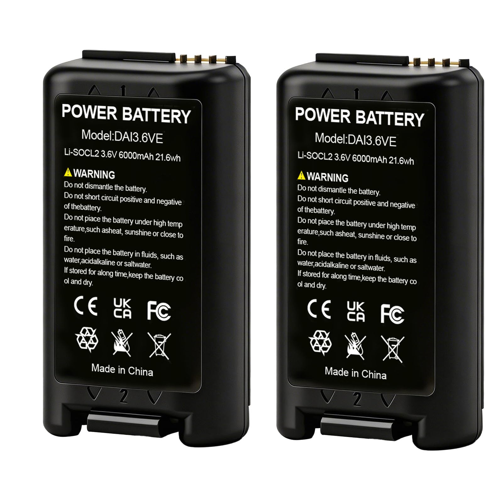 Lot de 2 Piles Alarme BAT25 BAT26 BatLi26 3,6V 6,0Ah Li-SOCl2, Batterie de Rechange Compatible avec Daitem, Hager, ATRAL, Pile Haute Capacité pour Détecteurs de Fumée et Centrales d'Alarme