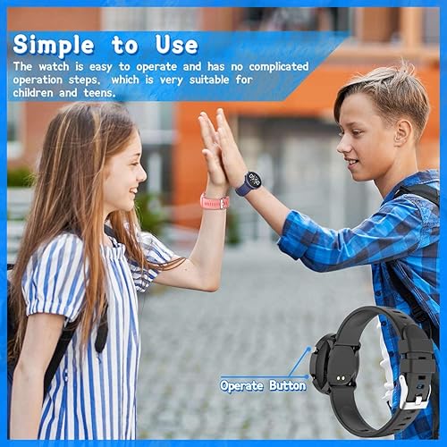 Miniatura 4 de Reloj digital de seguimiento de fitness para niños, deportes al aire libre, reloj de pulsera para niños y niñas, impermeable, con reloj despertador,