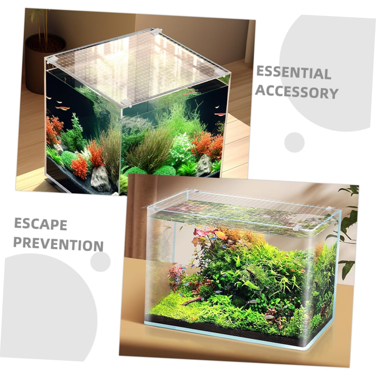 iplusmile Aquarium Abdeckung mit Jump Einstellbares und Zuschneidbares Fischnetz für Sichere Aquarienabdeckung Stützen und Einfache Installation