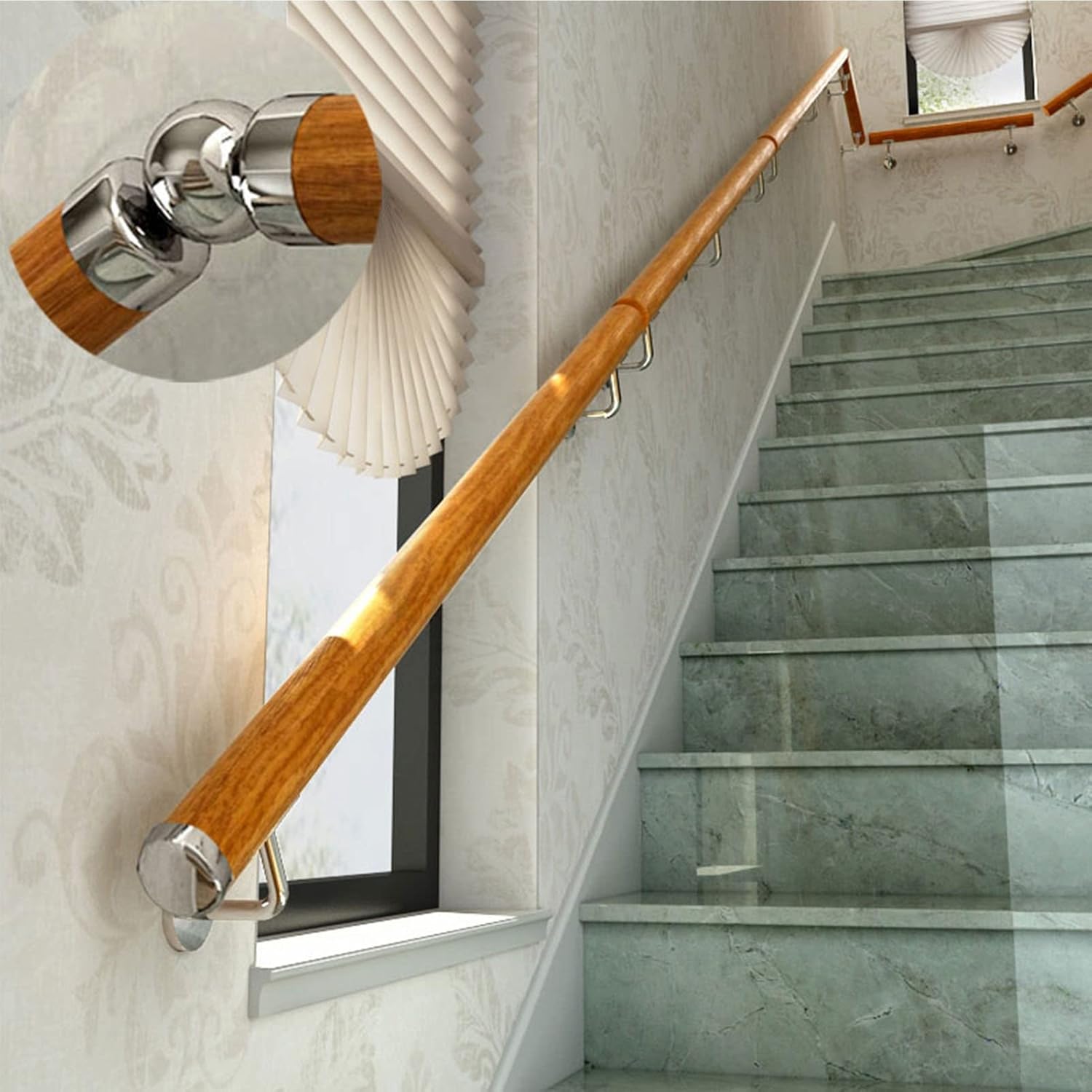 Stair Railing 1FT20FT Indoor Solid Wood Stair Railing, Villa Attic Railings