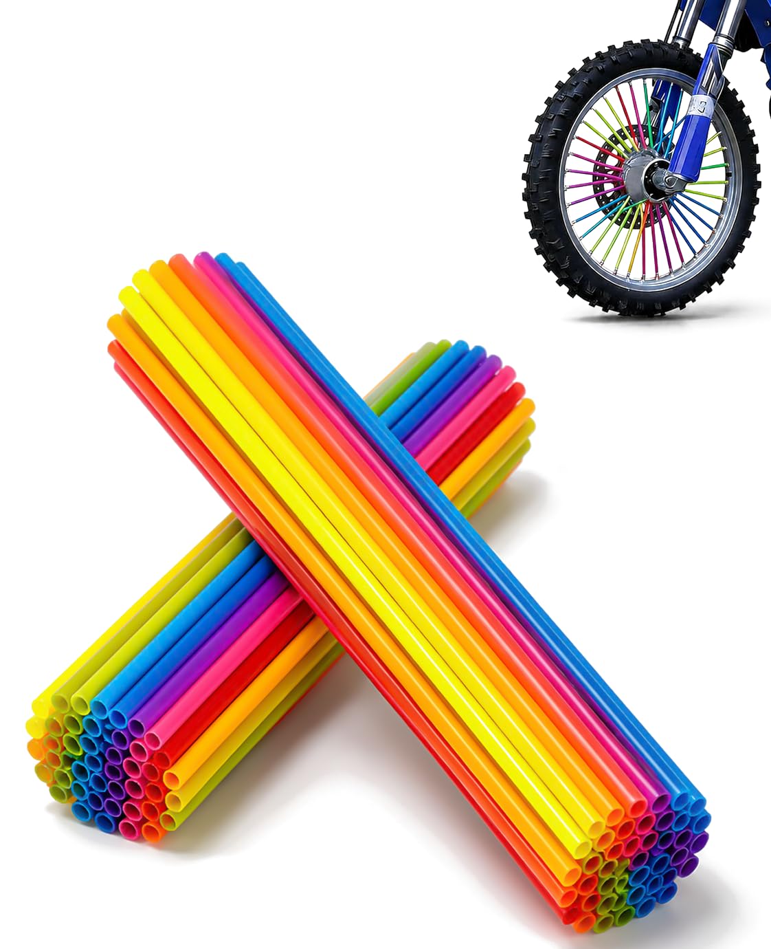 72Pcs Colorful Bike Spoke Covers - Universal 8"-21" Wheel Wraps